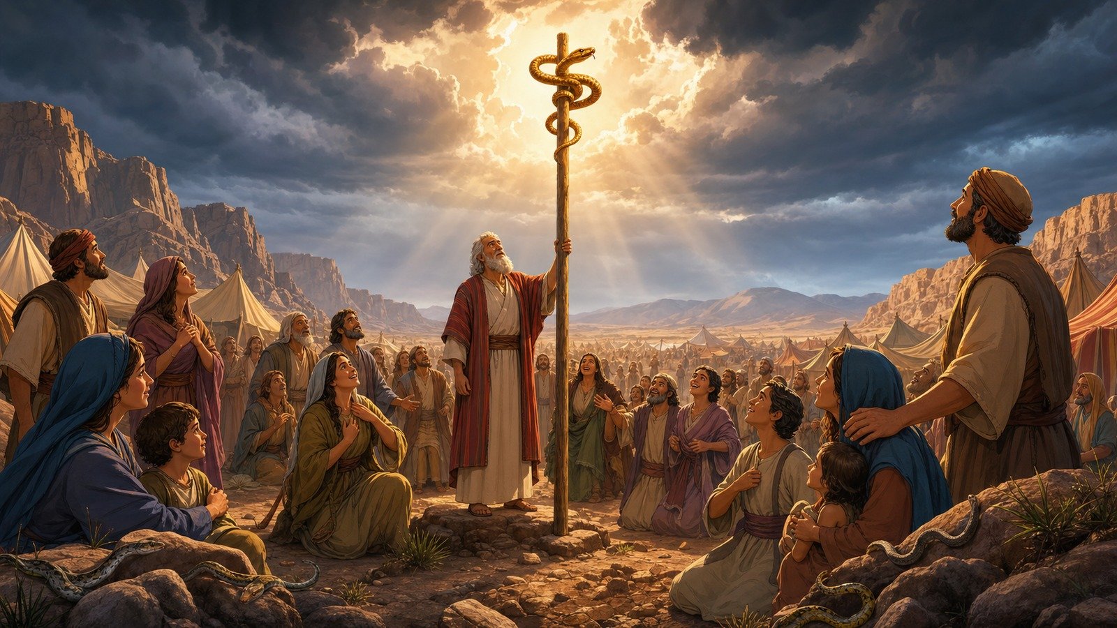 Illustration: The bronze snake in the wilderness