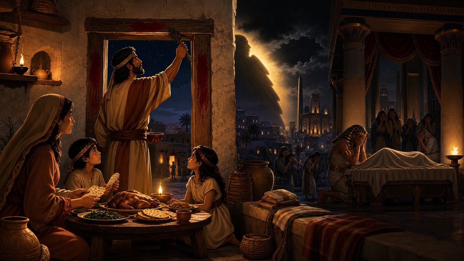 Illustration: The Passover instituted; death of the firstborn