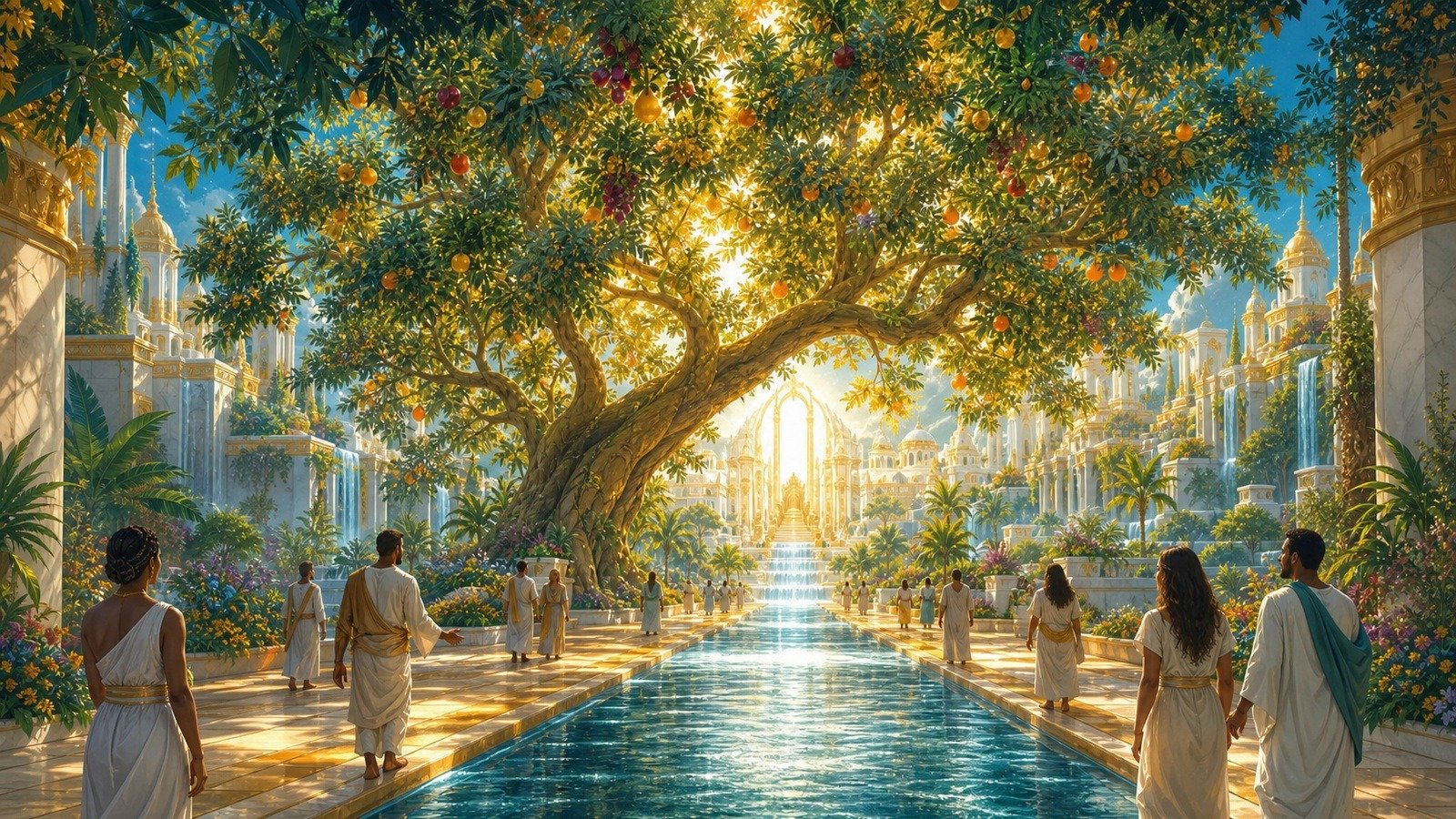 Illustration: The river of life and the tree of life