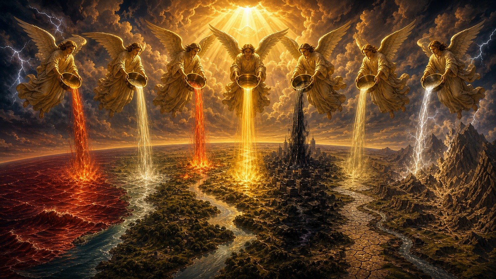 Illustration: The seven bowls of God's wrath poured out