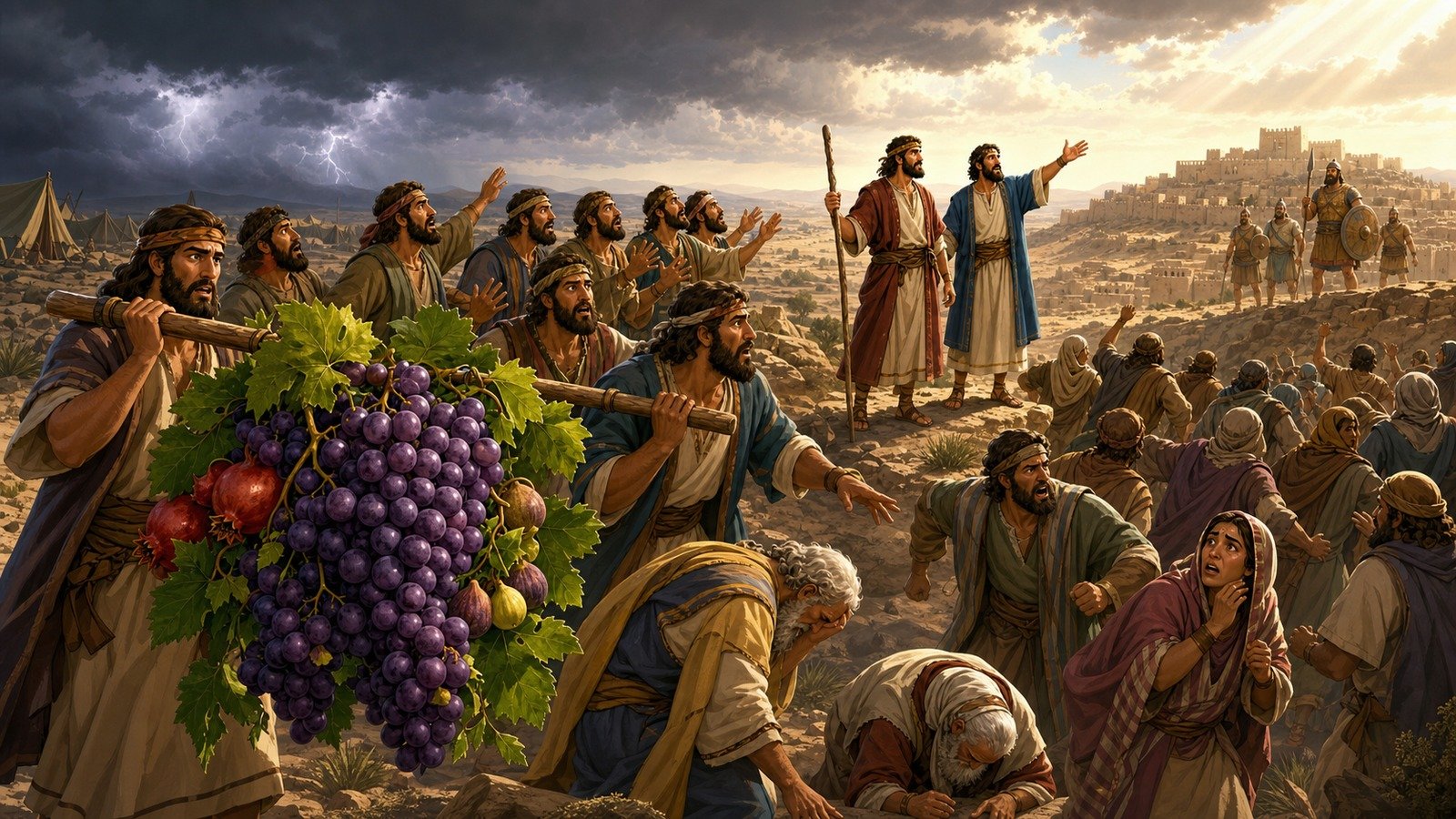 Illustration: The twelve spies and Israel's rebellion at Kadesh Barnea