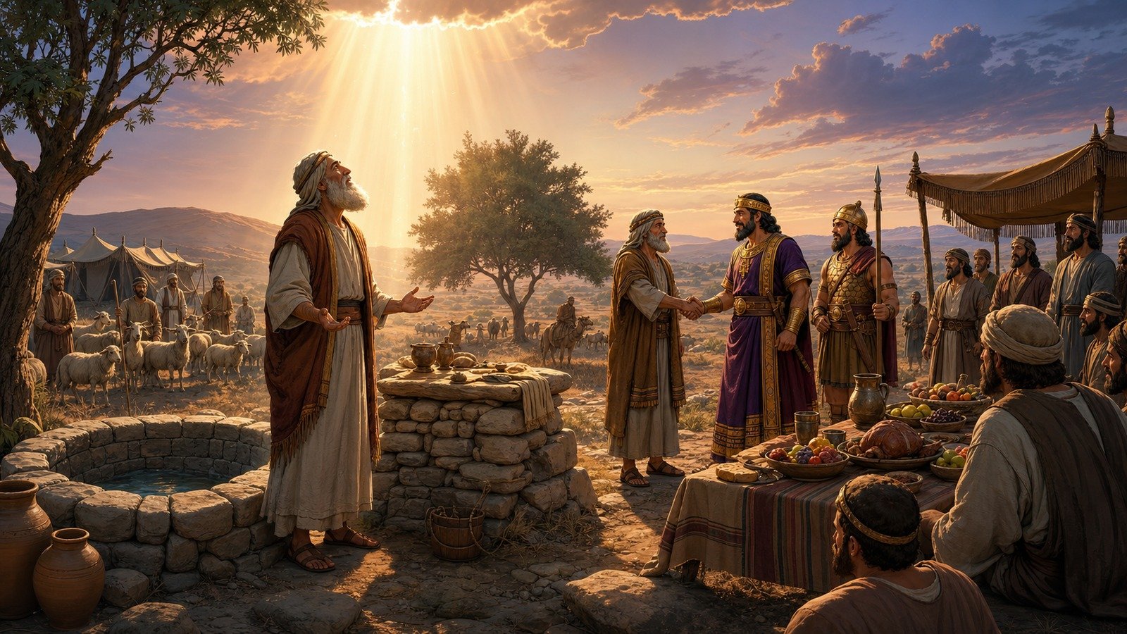 Illustration: Wells redug; covenant renewed at Beersheba